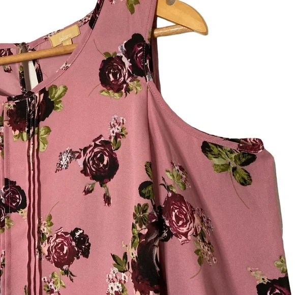 Takara Floral Semi-Sheer Cold Shoulder Blouse Top S - Picture 6 of 10